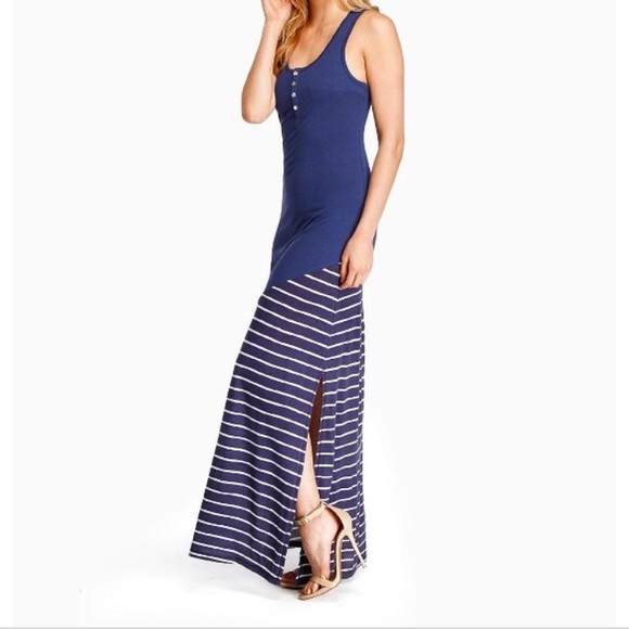 Threads 4 Thought Maxi Navy Blue and White Dress - Picture 5 of 6